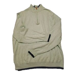 Crown & Ivy Mint Navy 1/4 Zip Long Sleeve Large Pull Over Sweater Cotton/Wool